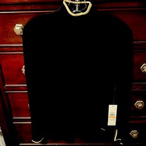 Calvin Klein S P black with gold trim and gold buttons on sleeves.